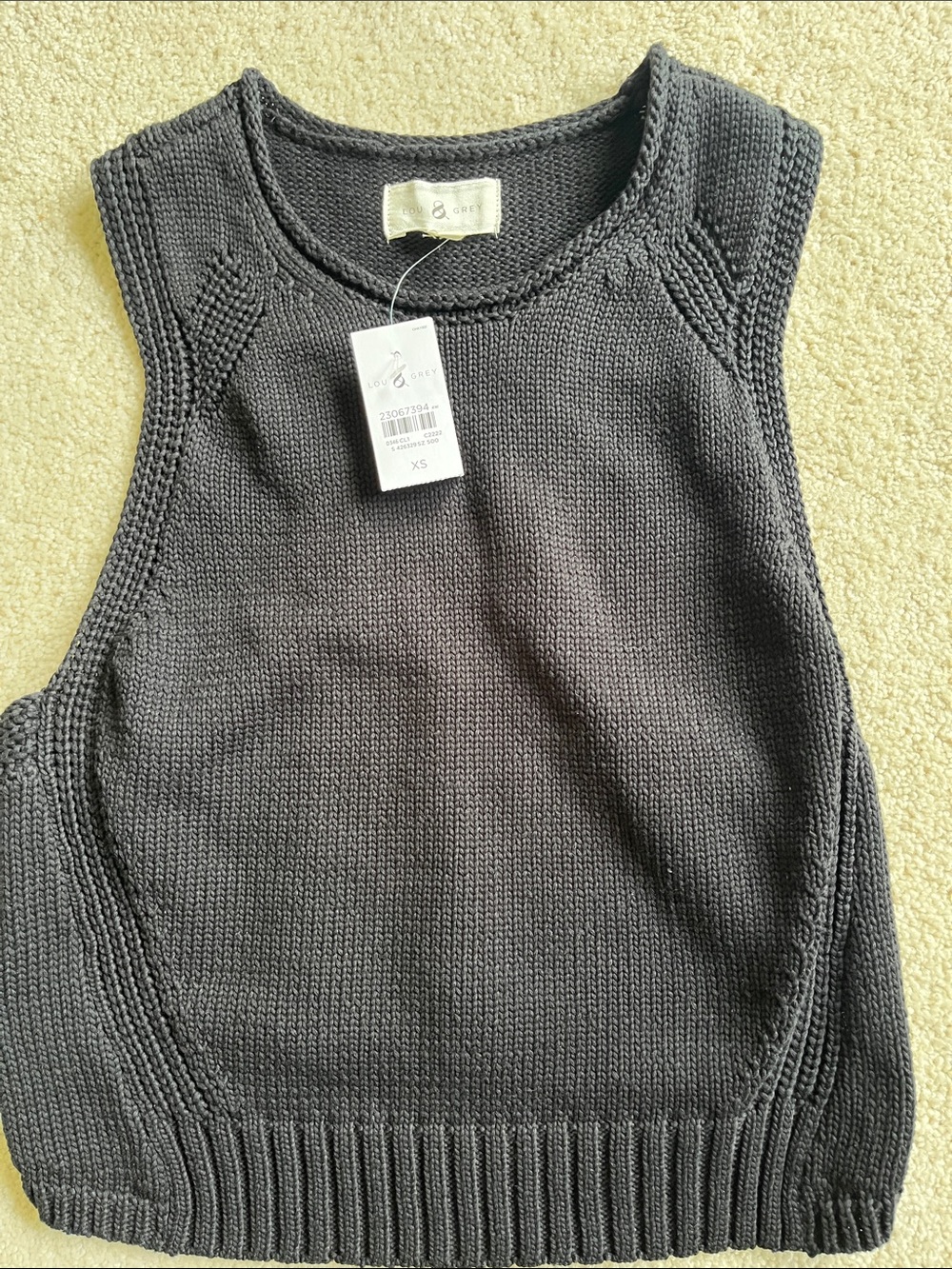 Lou & Grey Charcoal Knit Sleeveless Shell -new with tag